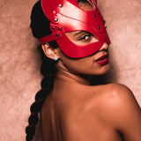 Cat Woman Leather Mask - Red