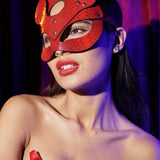 Snake Skin Cat Mask - Red