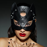 Cat Woman Leather Mask - Black